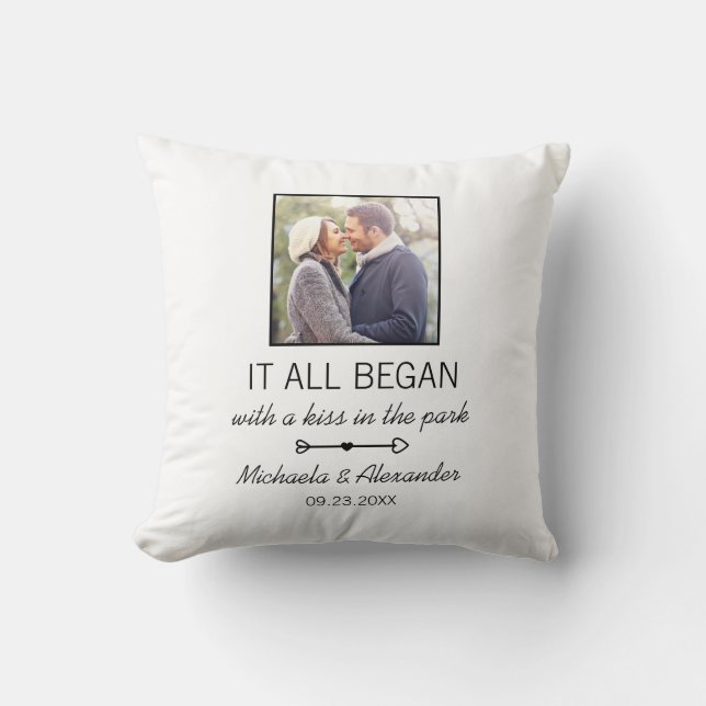Coussin Photo de couple mignon où tout a commencé Citation (Recto)