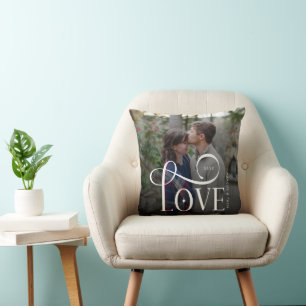 Coussin Photo de couples fiancés personnalisé avec écritur