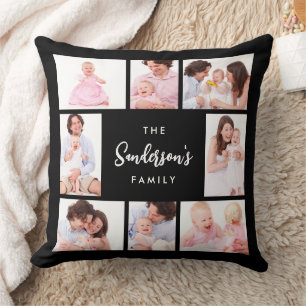Coussin Photo de famille en 8 parties dans un cadre noir