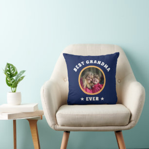 Coussin Photo de famille personnalisée de la meilleure gra