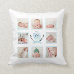 COUSSIN PHOTO DE GARÇON PERSONNALISÉE AVEC WREATH