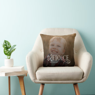 Coussin Photo de Joyeux Noël religieux chrétien Réjouissez