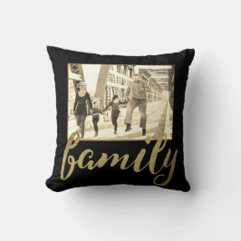 Coussin Photo de la famille Black Gold Sepia