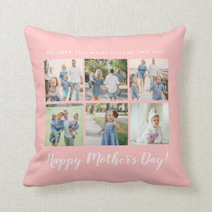 Coussin Photo de la Fête des mères personnalisée rose