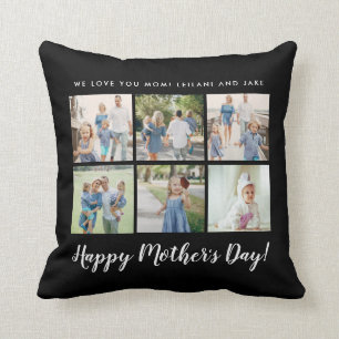 Coussin Photo de la Fête des mères personnalisées Noir