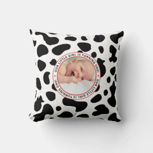 Coussin photo de la petite fille du premier anniversaire