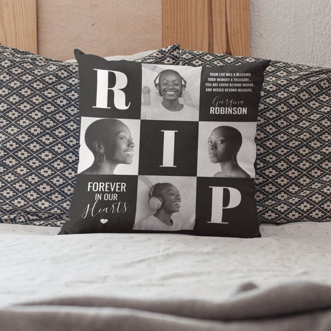 Coussin Photo de la Sympathie commémorative RIP (Créateur téléchargé)