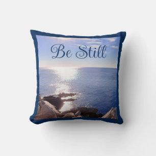 Coussin Photo de l'océan bleu calme avec verset biblique e