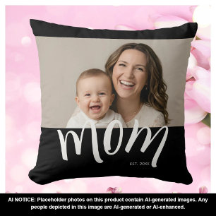 Coussin Photo de maman et bébé avec année de création pers