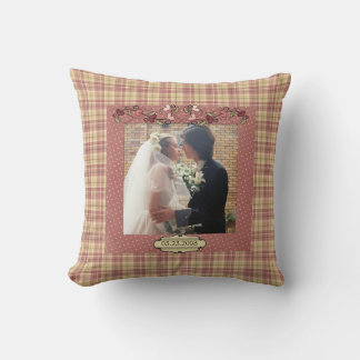Coussin Photo de mariage et carreau de date