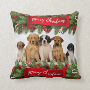 Coussin Photo de Noël des chiens