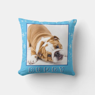 Coussin Photo de Noël du chien anglais adorable de Bulldog