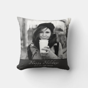 Coussin Photo de Noël personnalisée en gris