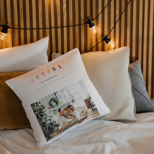 Coussin Photo de Noël simple et moderne | Joyeuses vacance (Créateur téléchargé)