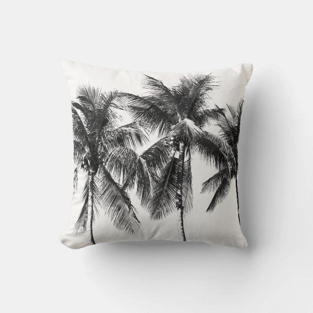 Coussin Photo de palmier tropicale moderne noir et blanc (Recto)