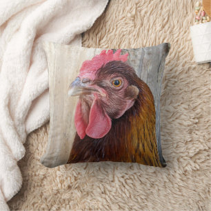Coussin Photo de poule rouge