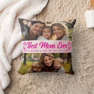 Coussin Photo de texte élégant Fête des mères aquarelle ro