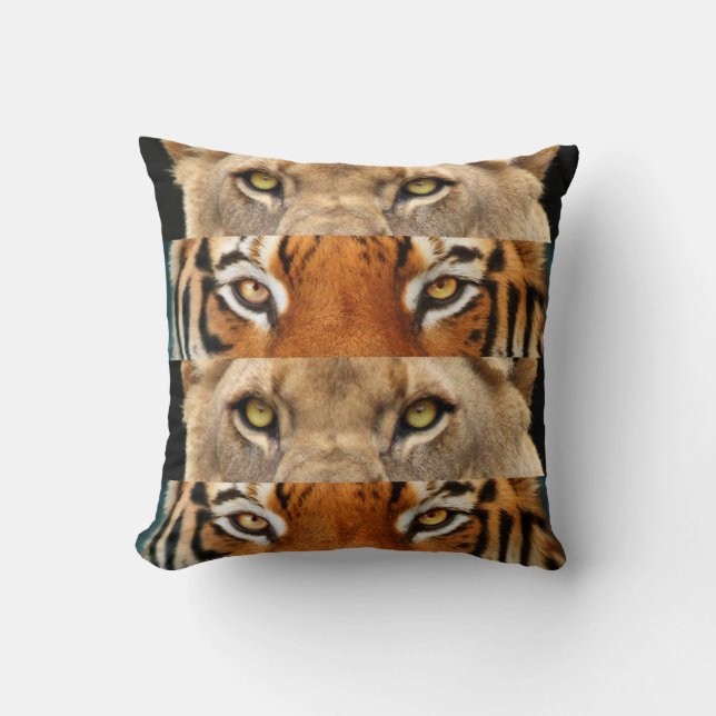 Coussin Photo de yeux de tigre et de lion (Recto)