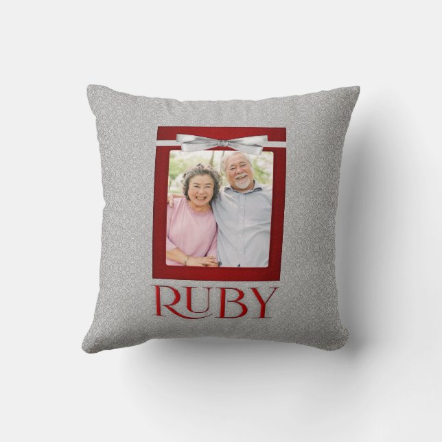 Coussin Photo du 40e anniversaire de mariage de rubis (Verso)