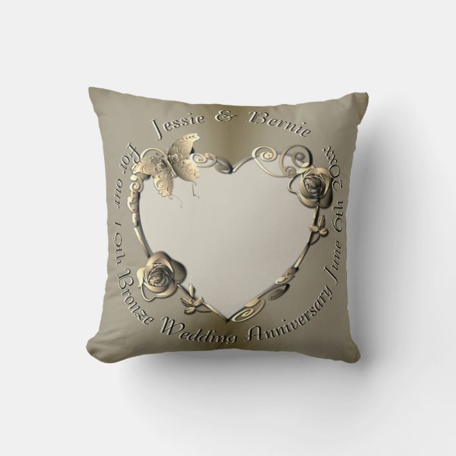 Coussin Photo du Coeur Rose du 8ème, 19ème anniversaire du (Recto)