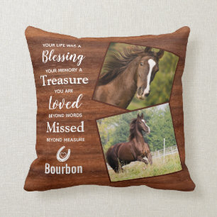Coussin Photo du mémorial Rustic Wood Horse