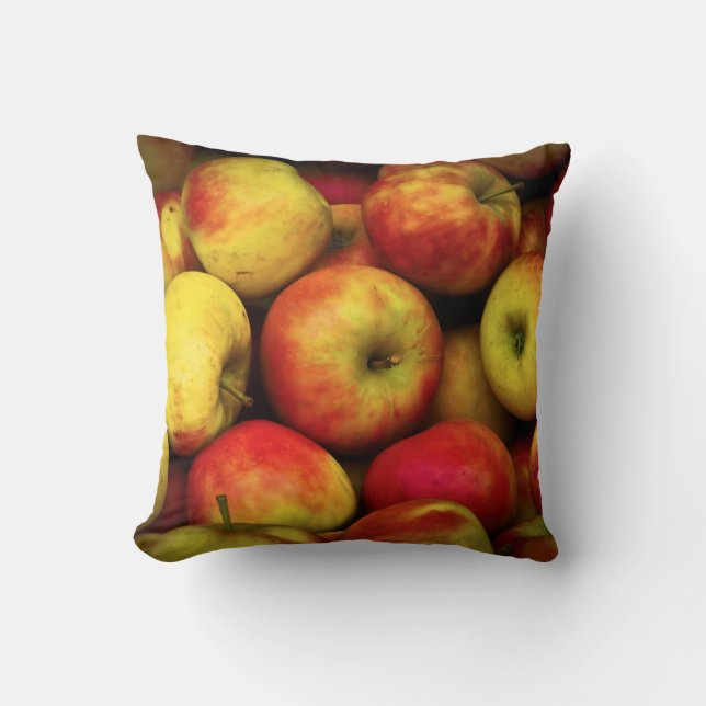 Coussin Photo d'un boisseau de pommes jaunes et rouges (Recto)
