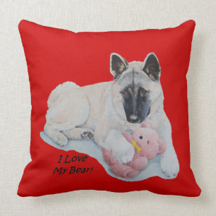 Coussin photo d'un mignon ours en peluche de l'akita