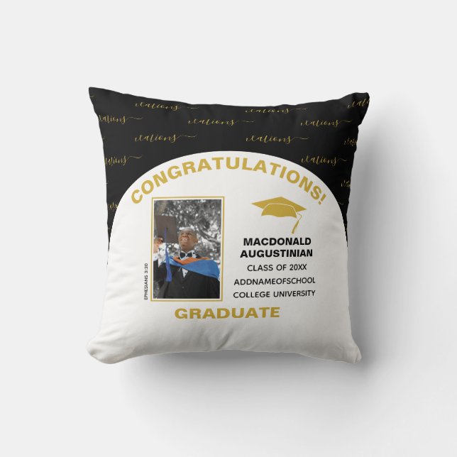 Coussin Photo élégante Black Gold Graduate (Recto)
