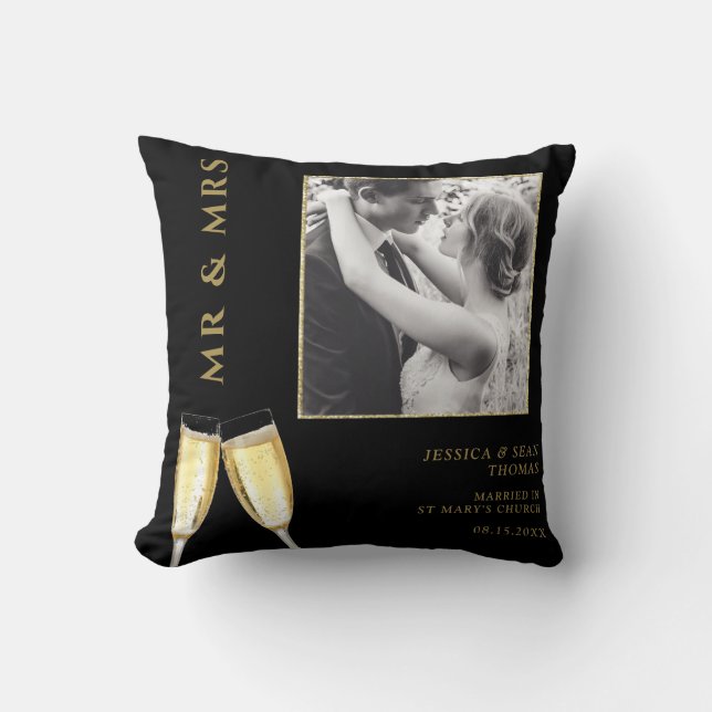 Coussin Photo élégante, Champagne Mariage (Recto)