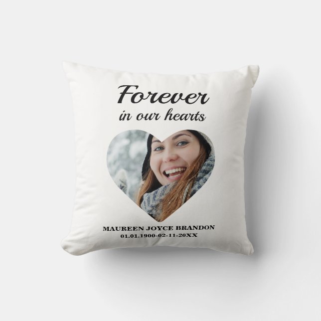 Coussin Photo en forme de coeur Pour toujours dans nos coe (Recto)
