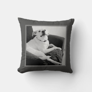 Coussin Photo en noir et blanc de Talking Dog Grey
