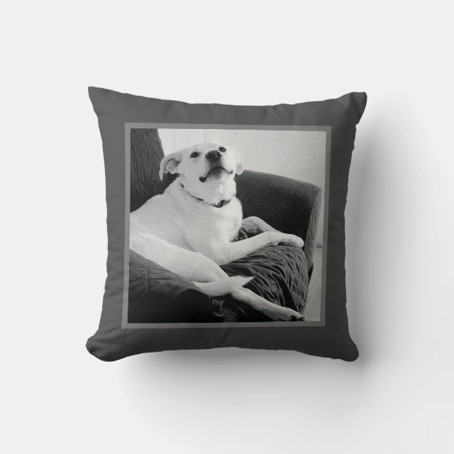 Coussin Photo en noir et blanc de Talking Dog Grey (Recto)