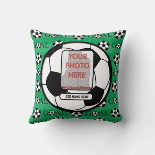 Coussin Photo et ballon de football personnalisés de nom