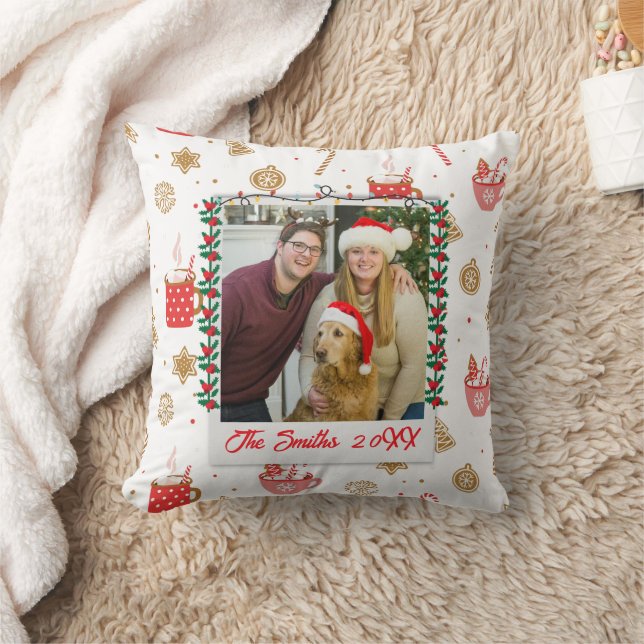 Coussin Photo et nom personnalisés Joyeux Noël personnalis (Couverture)