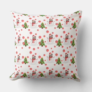 Coussin Photo Face Funny Snowman personnalisé Noël