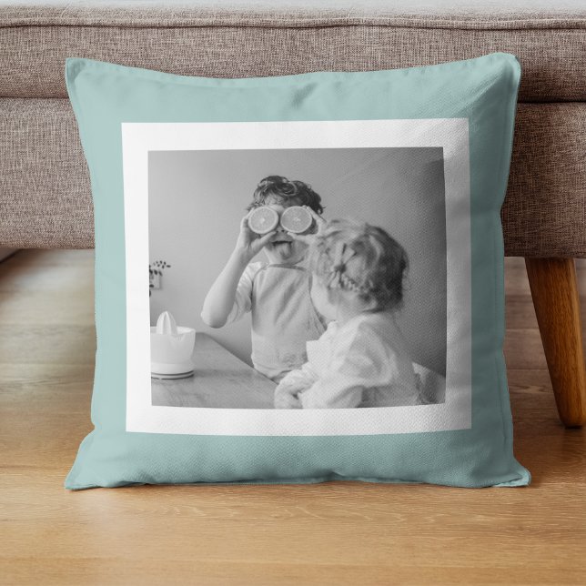 Coussin Photo Famille Moderne Mint Simple Lovely Cadeau (Créateur téléchargé)