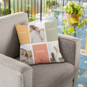 Coussin Photo Family Collage moderne   Happy Thanksgiving