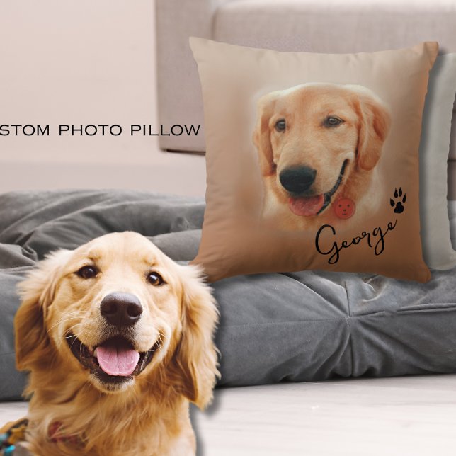 Coussin Photo Golden Retriever Custom Chien (Golden Retriever Custom Dog Photo Image Throw Pillow)