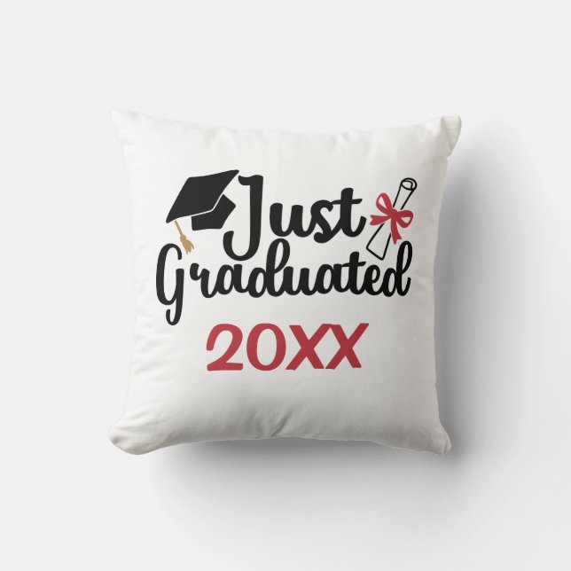 Coussin Photo Just Graduated Diplôme et Casquette Votre an (Recto)