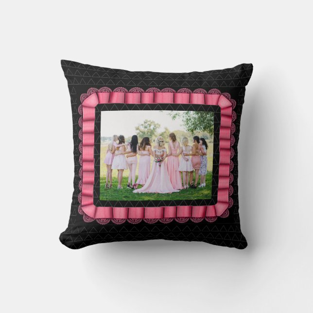 Coussin Photo moderne Best Friends Bridal Lace rose tendan (Recto)