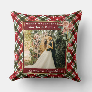 Coussin Photo moderne   Red & Green Plaid Happy Valentines