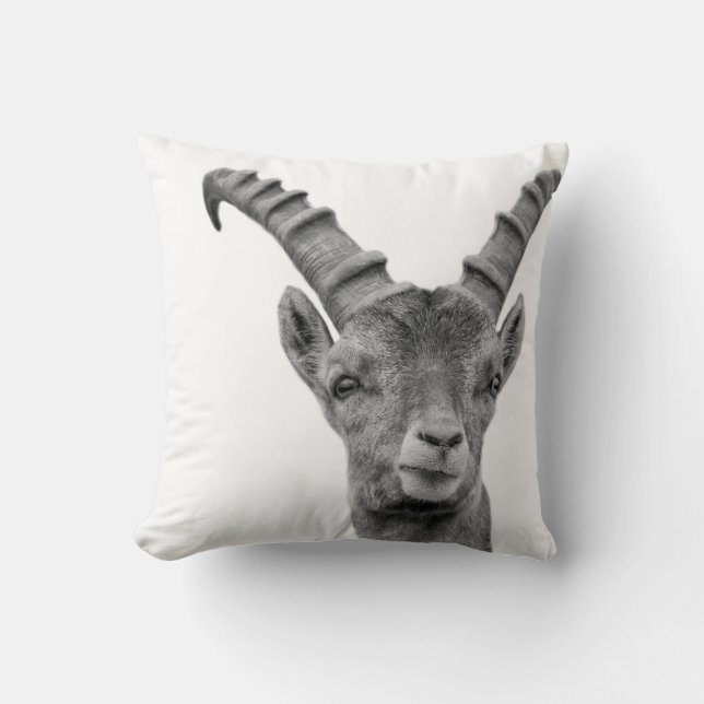 Coussin Photo noire et blanche d'animal de région boisée (Recto)