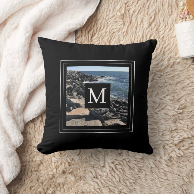 Coussin Photo Ocean Waves and Rocks #1 Papa Blue (Couverture)