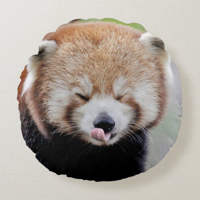 Coussin photo panda rouge. (Devant)
