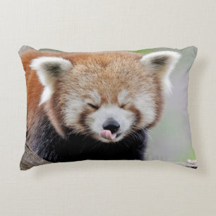 Coussin photo panda rouge.