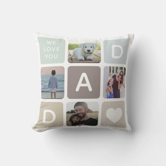Coussin Photo Papa moderne Collage Fête des pères Famille  (Recto)
