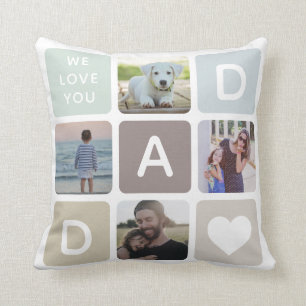 Coussin Photo Papa moderne Collage Fête des pères Famille 