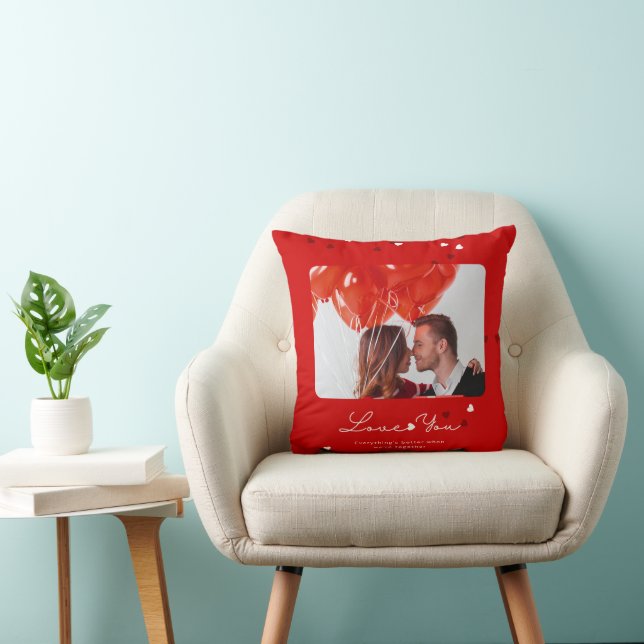 Coussin Photo personnalisable Journée de la Saint Valentin (Chaise)