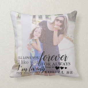 Coussin photo personnalisé de la fille mère