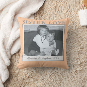 Coussin Photo personnalisé de l'amour de sœur Noms Année P